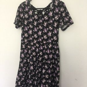 Dress forever21 black purple floral grunge goth